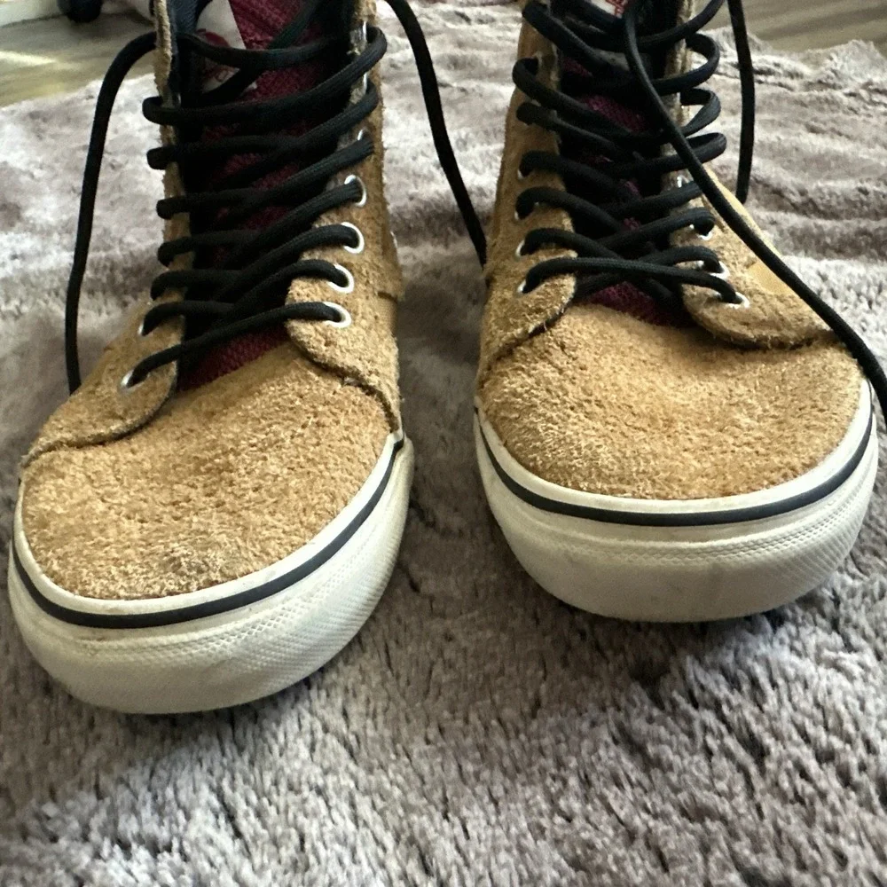Vans Skate SK8 Brown Suede High Top Sneaker Womens 7.5 Men 6 Pink Tongue BTS